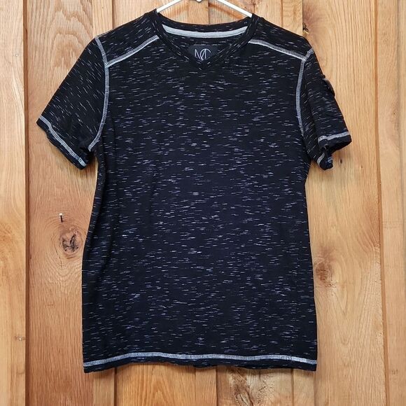Modern Culture Short Sleeve Crew Neck Shirt, Small, Black with Gray Flecks - Picture 1 of 9